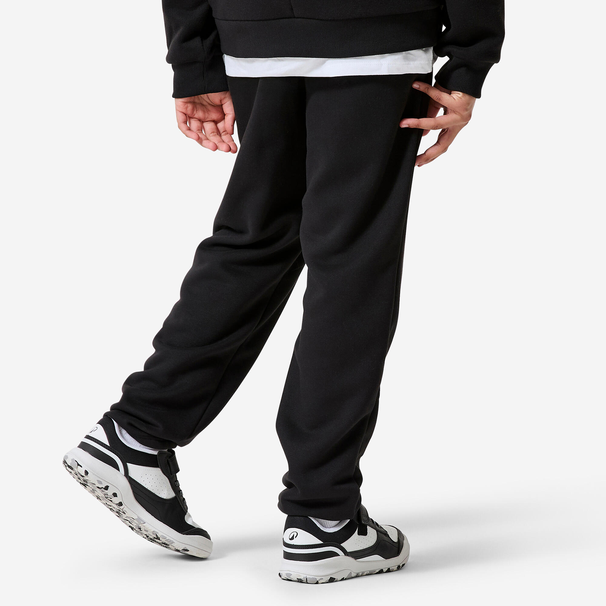 Kid's warm fleece jogging bottoms, black 4/7