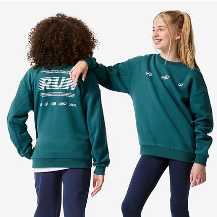Sweat col rond imprimé en molleton chaud enfant, bleu