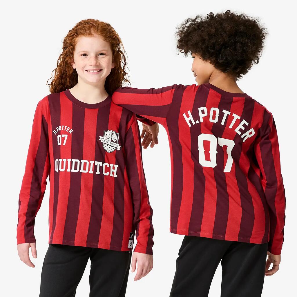 Kids’ long-sleeved cotton t-shirt, printed Harry Potter, burgundy
