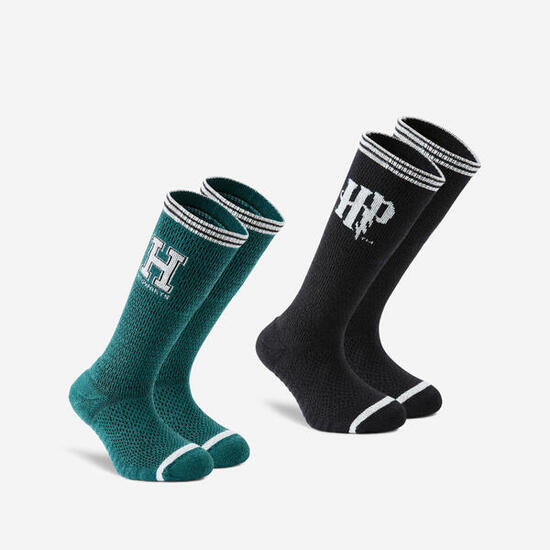 Chaussettes Harry Potter mi-mollet enfant, vert et noir