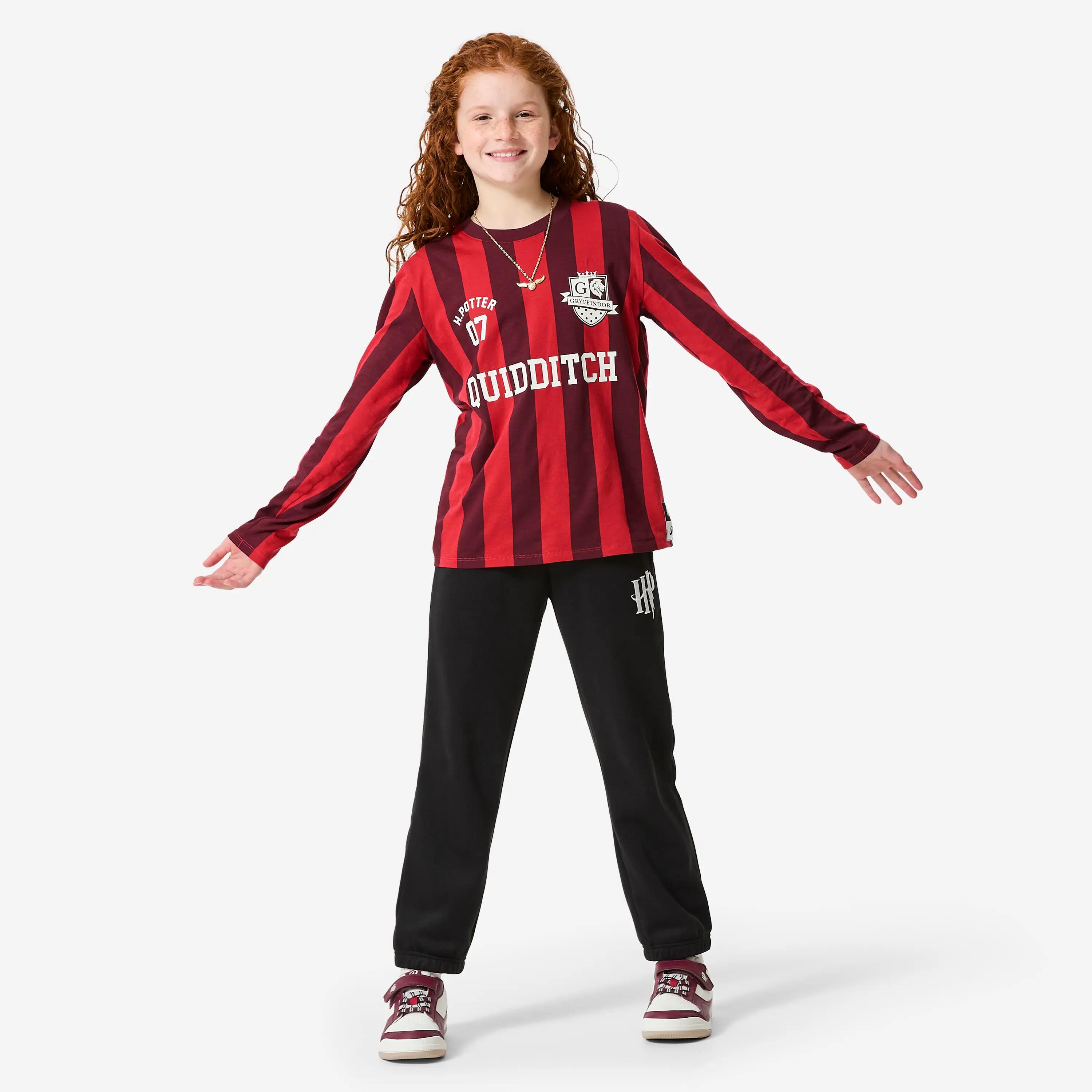 T-shirt manica lunga bambino ginnastica regular fit cotone Harry Potter bordeaux 7/11