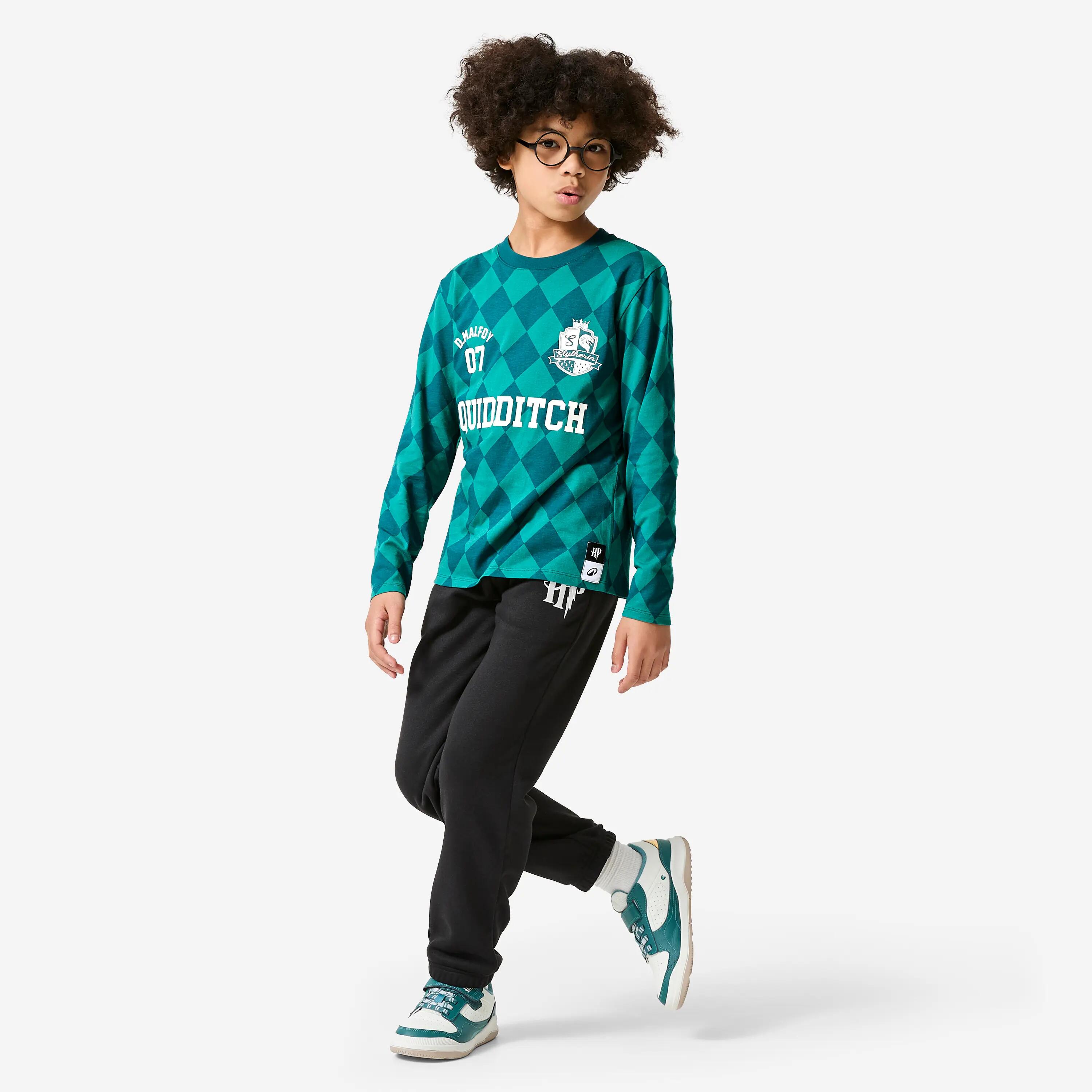 T-shirt manica lunga bambino ginnastica regular fit cotone Harry Potter verde 2/9