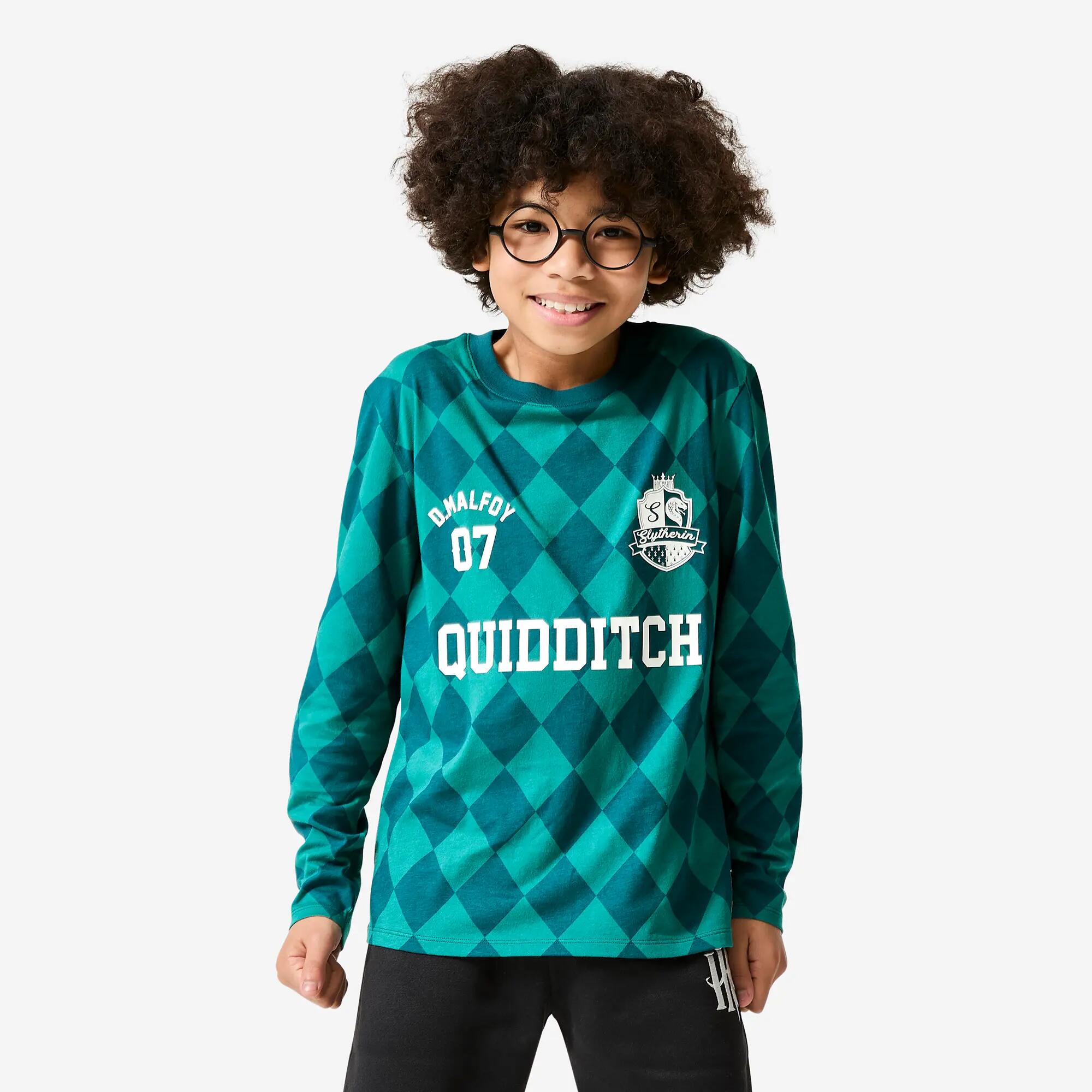 T-shirt manica lunga bambino ginnastica regular fit cotone Harry Potter verde 8/9