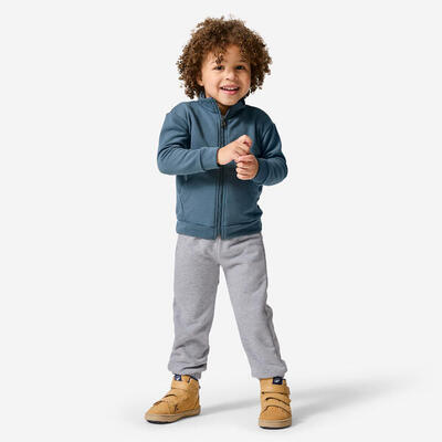 Trainingspak kinderen badstof grijs/blauw