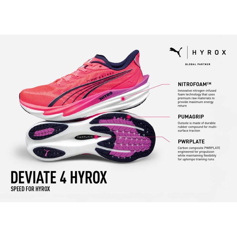 Încălțăminte de alergare Hyrox, Puma Deviate Nitro 4 Roz-Alb Bărbați