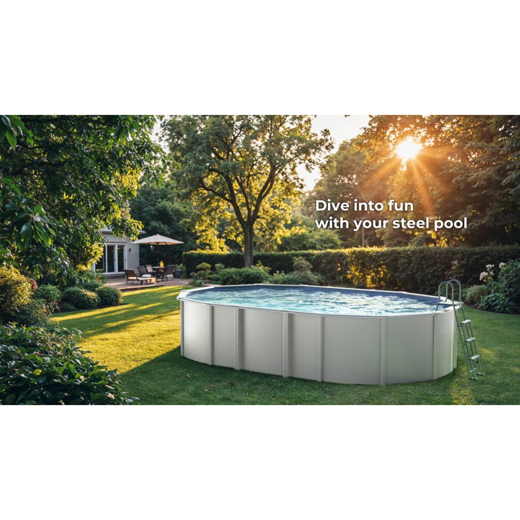 Piscina Desmontable ovalada blanca Haiti 915 x 470 x 132 cm de acero -CD 2/8