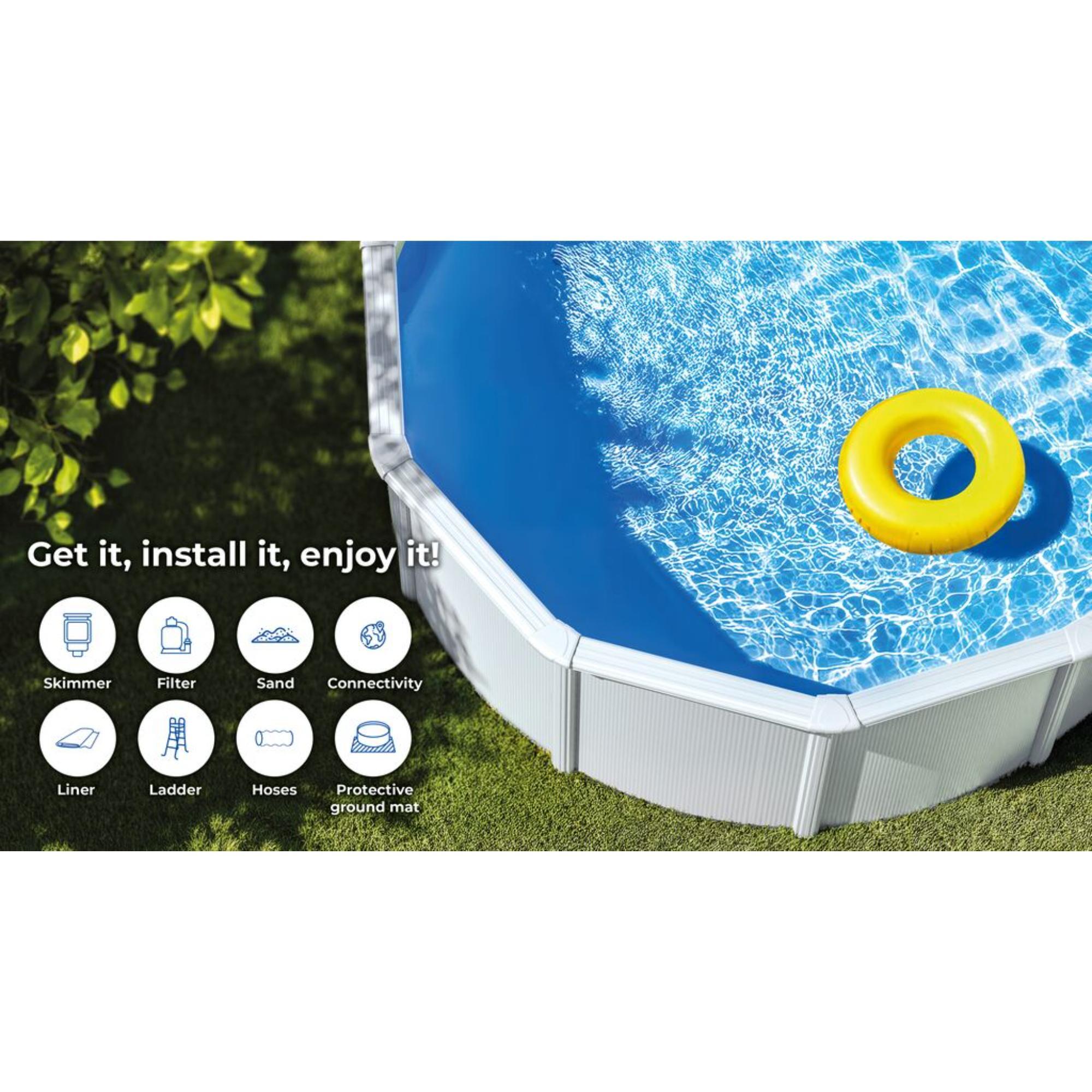 Piscina Desmontable ovalada blanca Haiti 915 x 470 x 132 cm de acero -CD 7/8