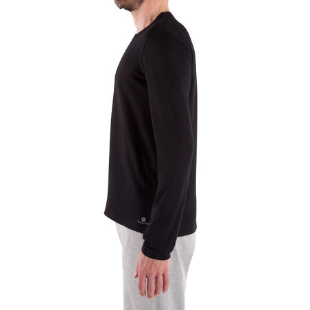 Fitness Long-Sleeved Cotton T-Shirt - Black