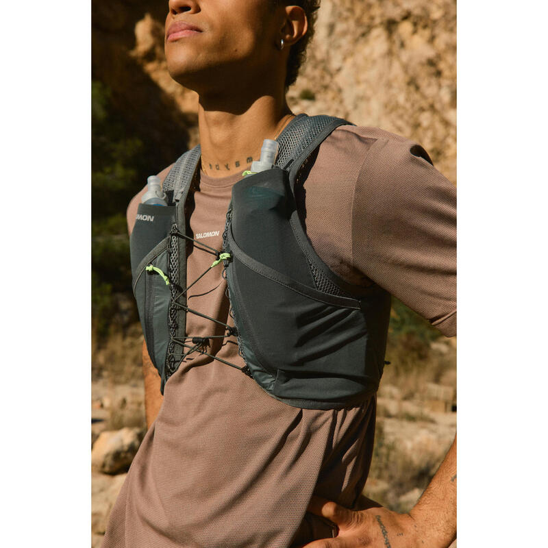 Rucsac de trail 8L cu bidoane de apă incluse, Salomon Skin Pro 8 verde