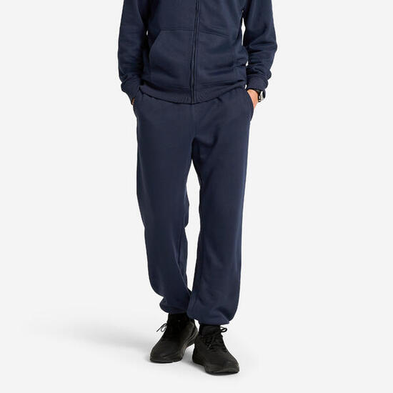 Pantaloni tuta uomo regular fit felpati neri
