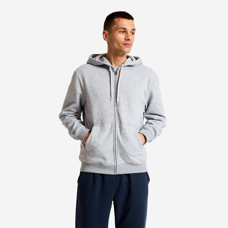 Hanorac sport cu glugă, călduros, gri, bărbați 