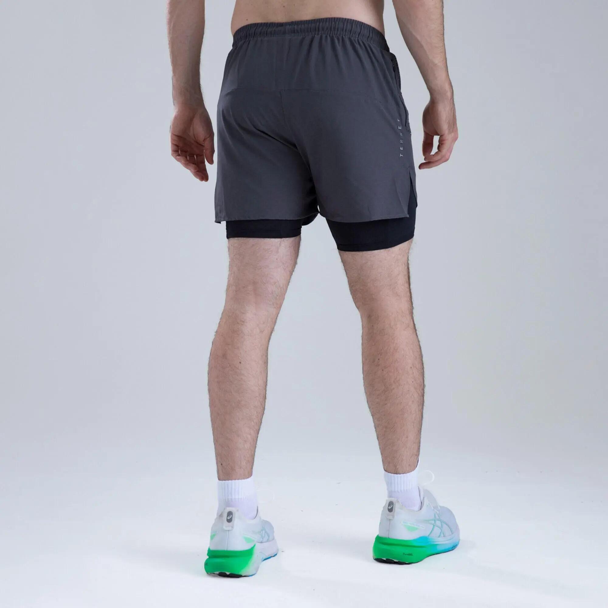 Pantaloneta de running 2-en-1 para Hombre Terret Tempra Point - Gris 2/4