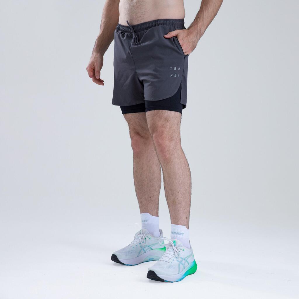 Pantaloneta de running 2-en-1 para Hombre Terret Tempra Point - Gris