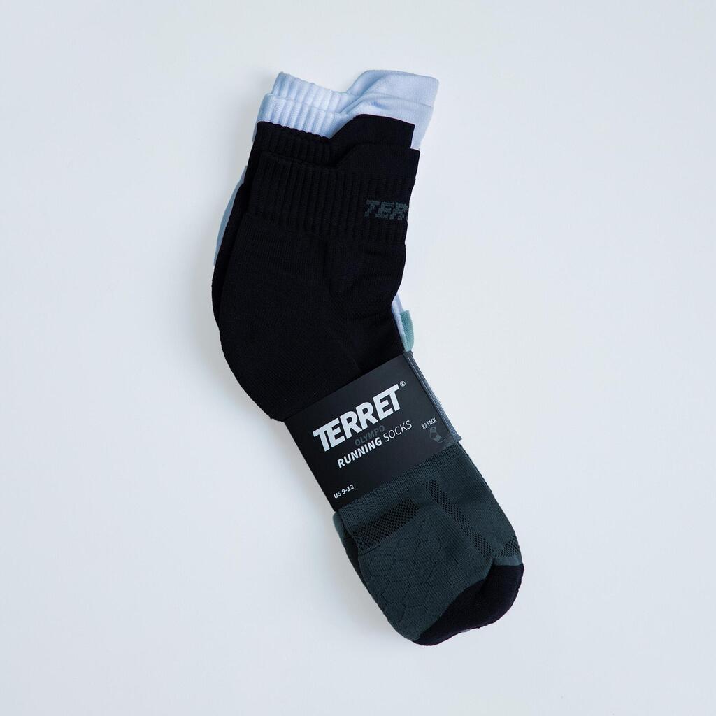 Medias de running antiampollas para Hombre y Mujer Terret Olympo - Negro Blanco