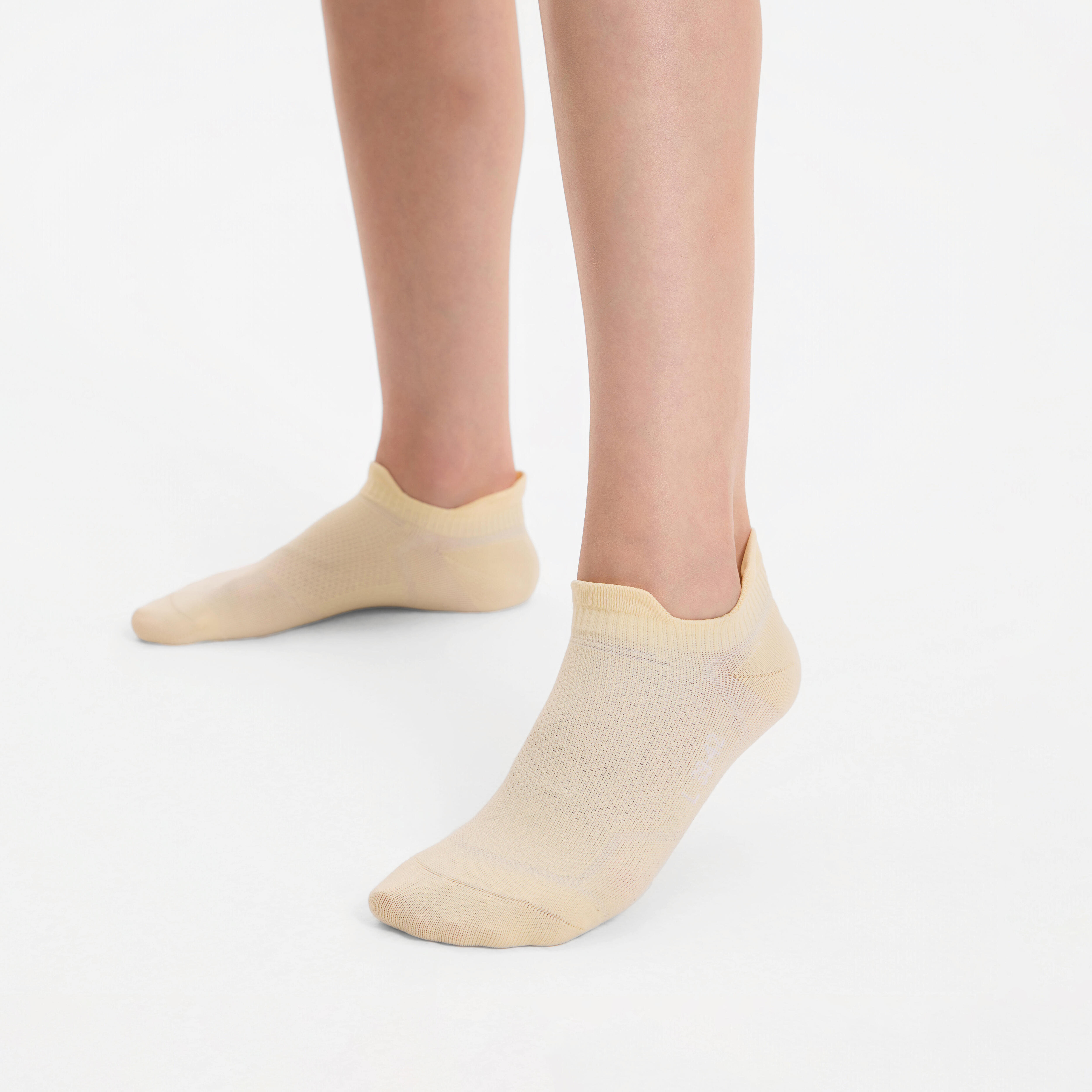 Pack of 2 pairs of Run500 thin invisible running socks - yellow