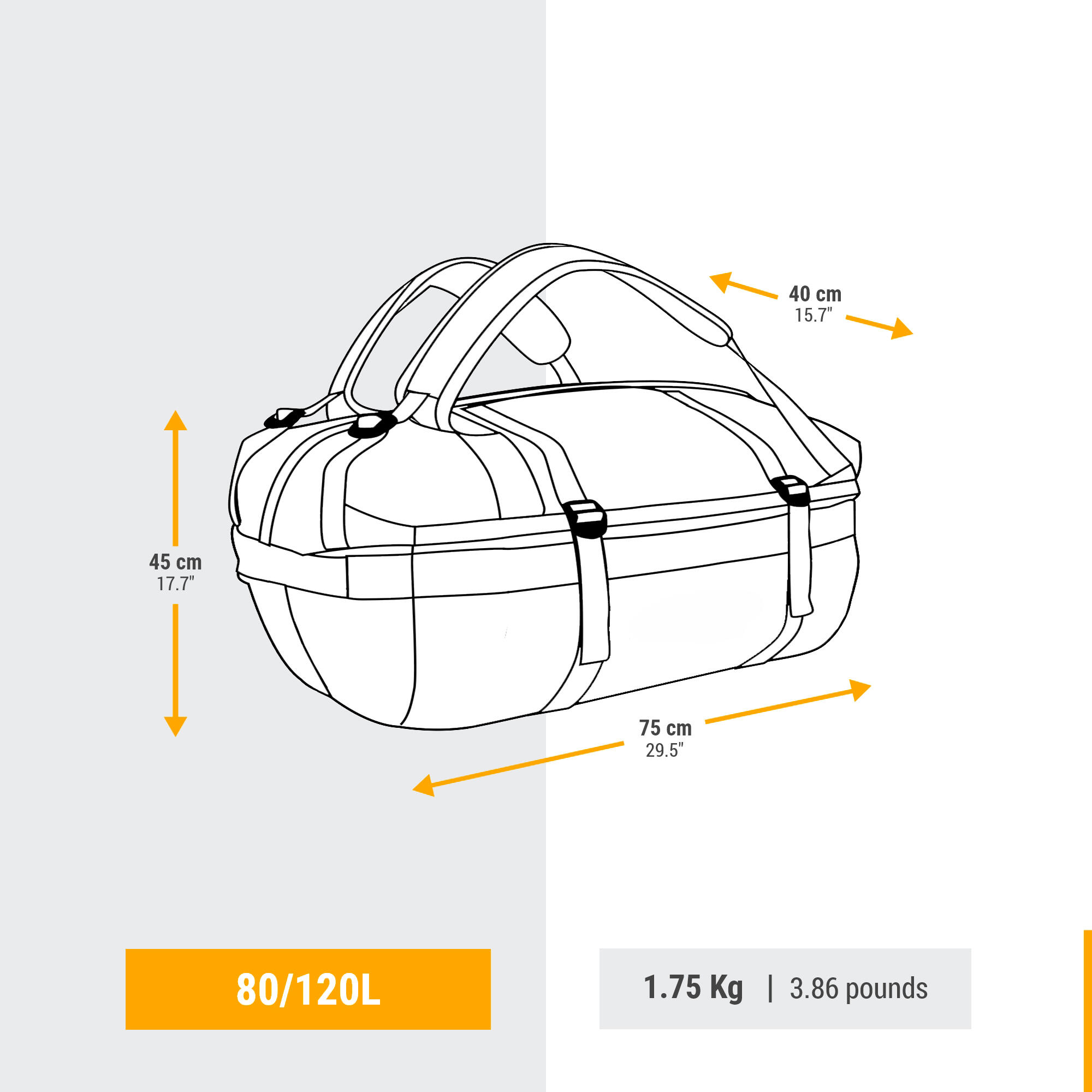 Sac de randonnée 80 L à 120 L – 500 Extend 10/13