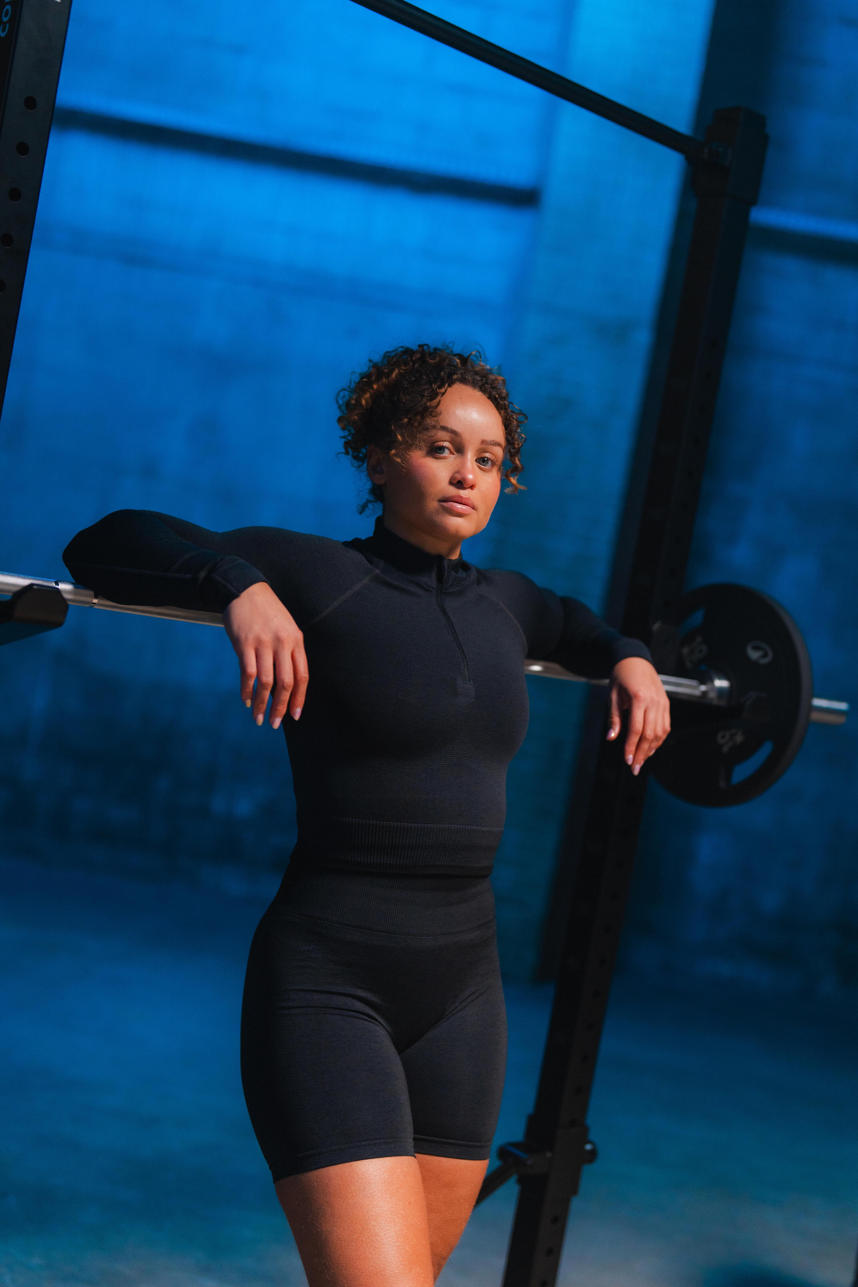 Chandail de musculation à manches longues à demi-zip femme 10/11