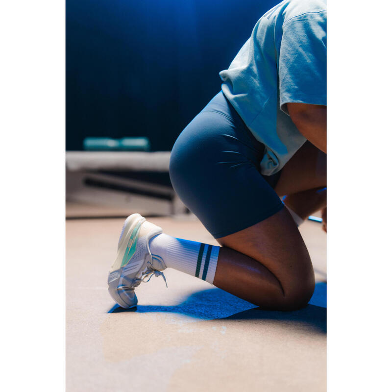 Șort de fitness efect scrunch albastru, damă
