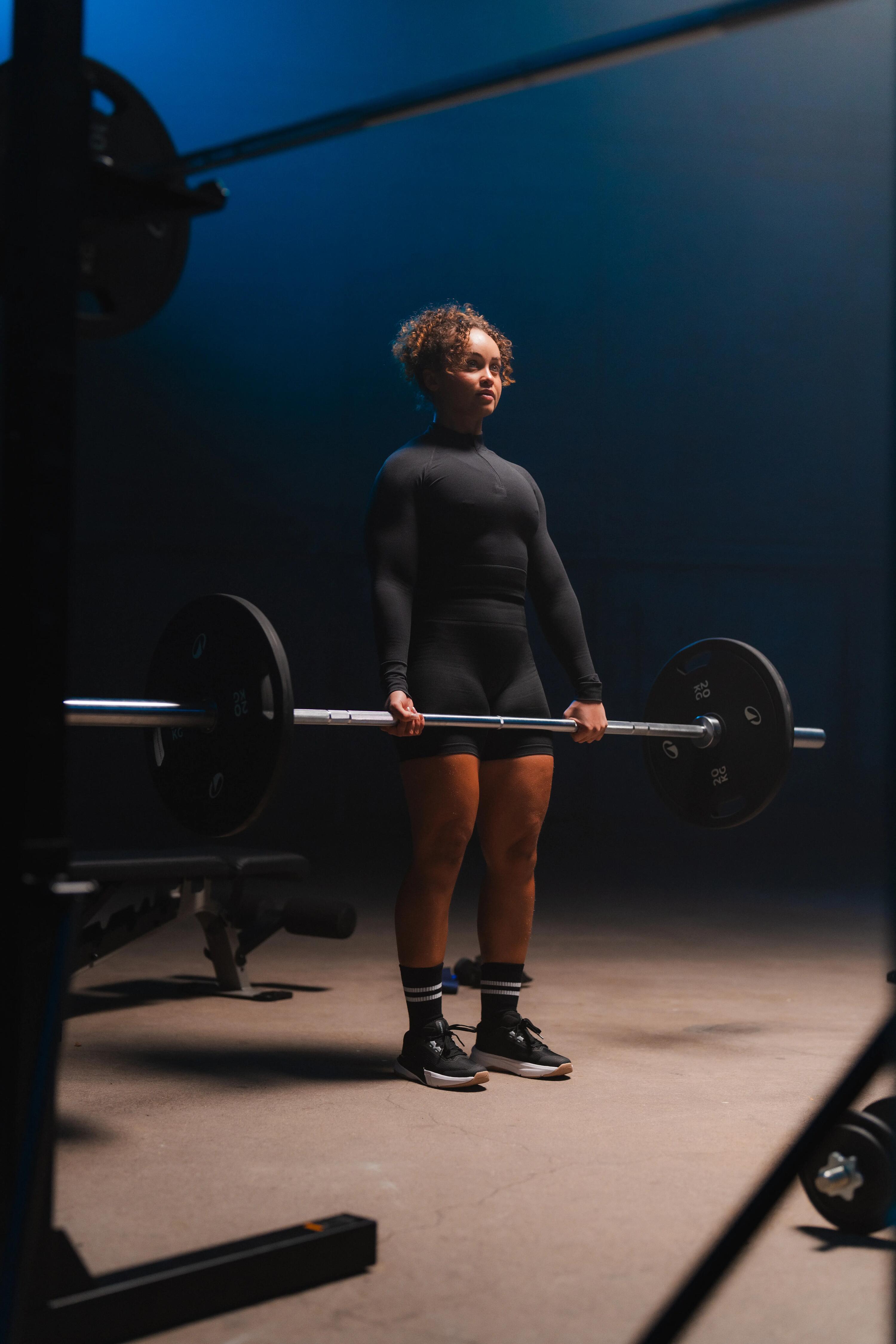 Chandail de musculation à manches longues à demi-zip femme 8/11