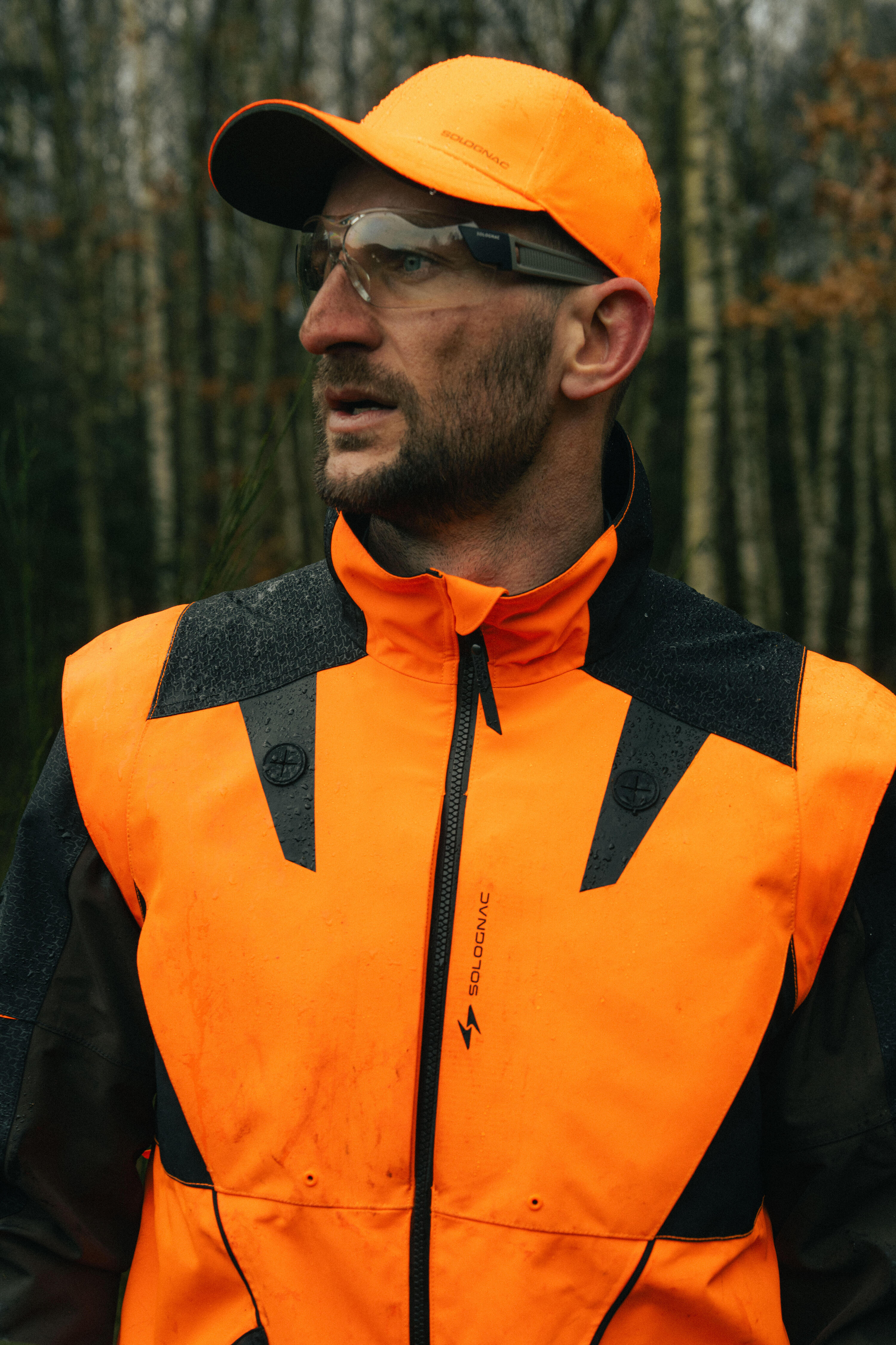 Veste chasse ultra-résistante imperméable modulable Supertrack 1200 homme fluo 21/26