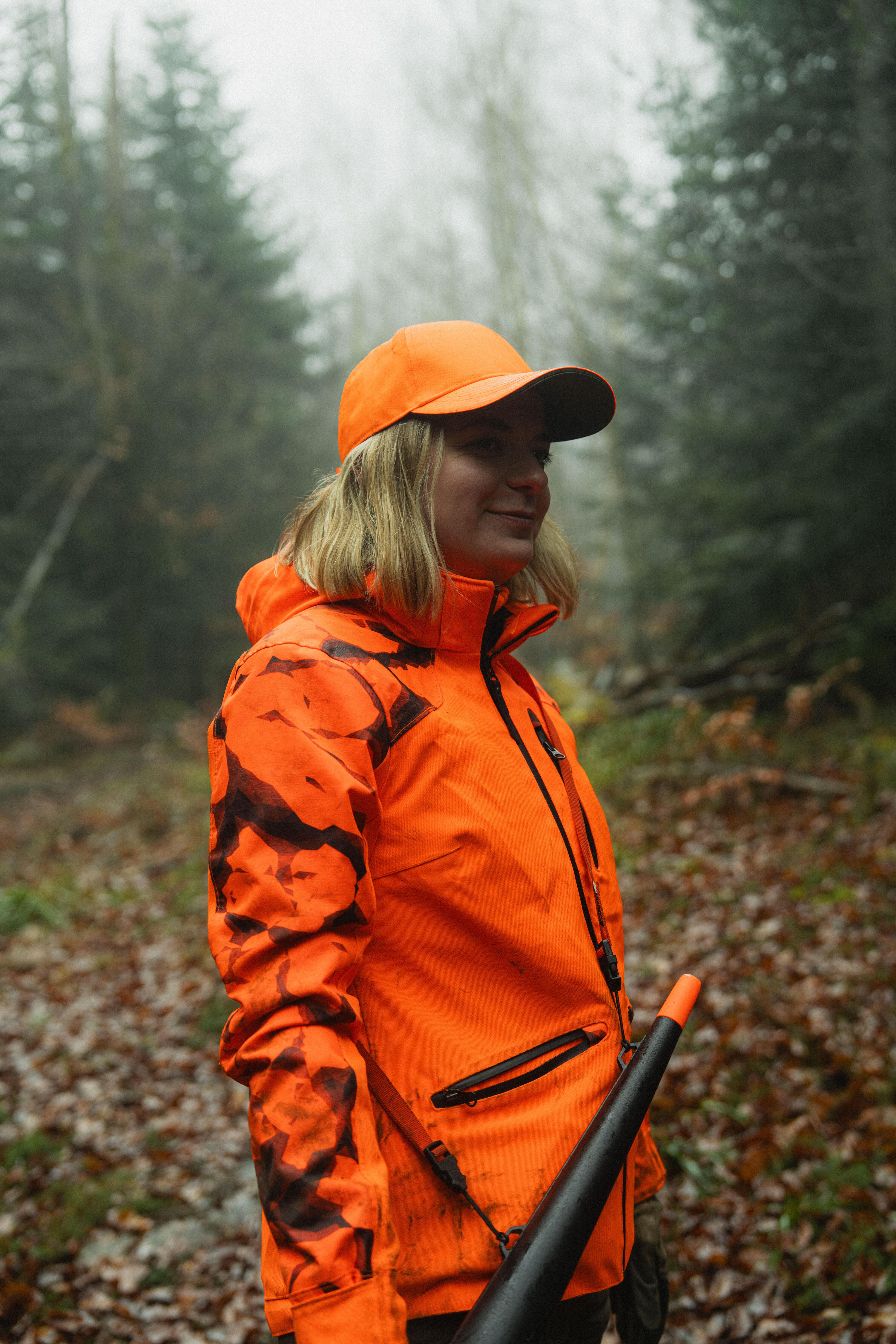 Jaqueta Caça Solognac Dona Impermeable Reforçada Taronja Fluo Alta Visibilitat 21/22