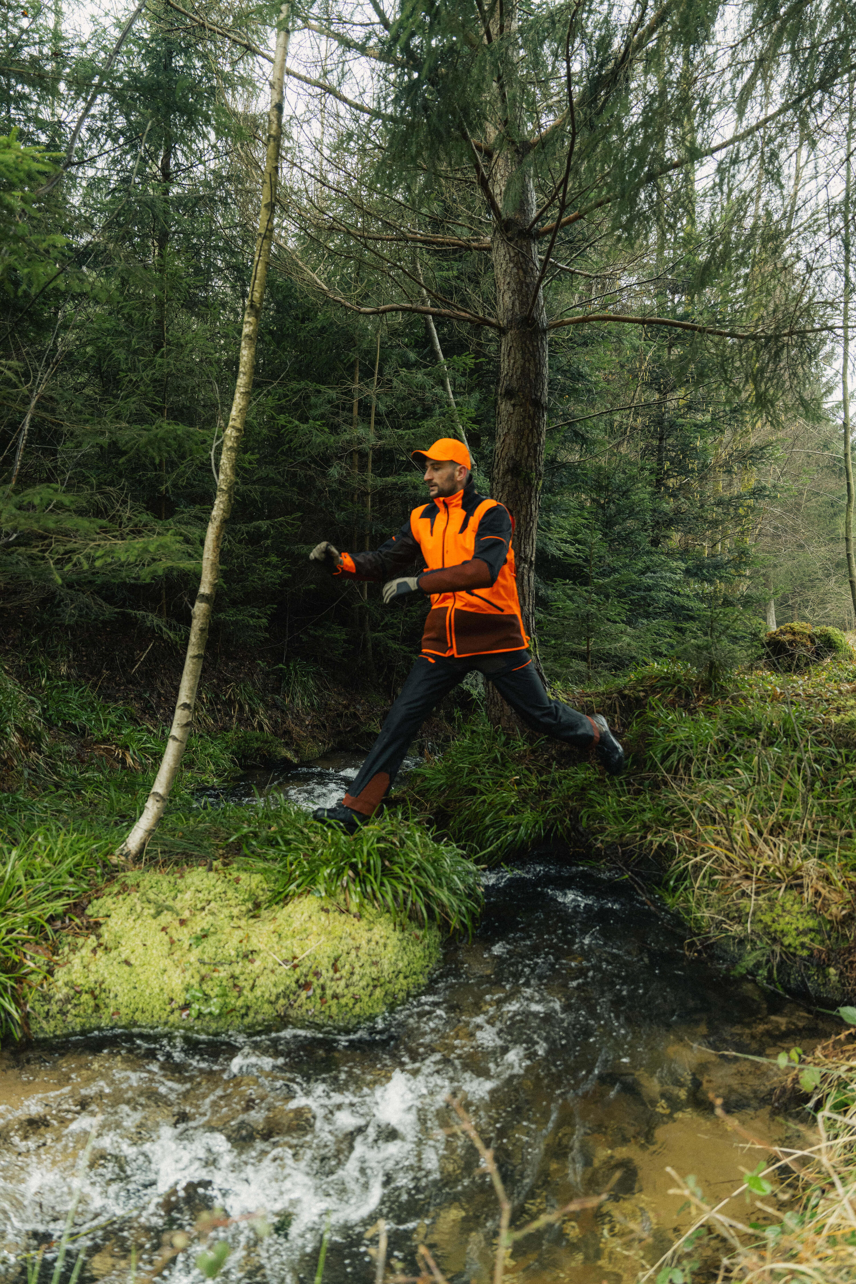 Veste chasse ultra-résistante imperméable modulable Supertrack 1200 homme fluo 25/26
