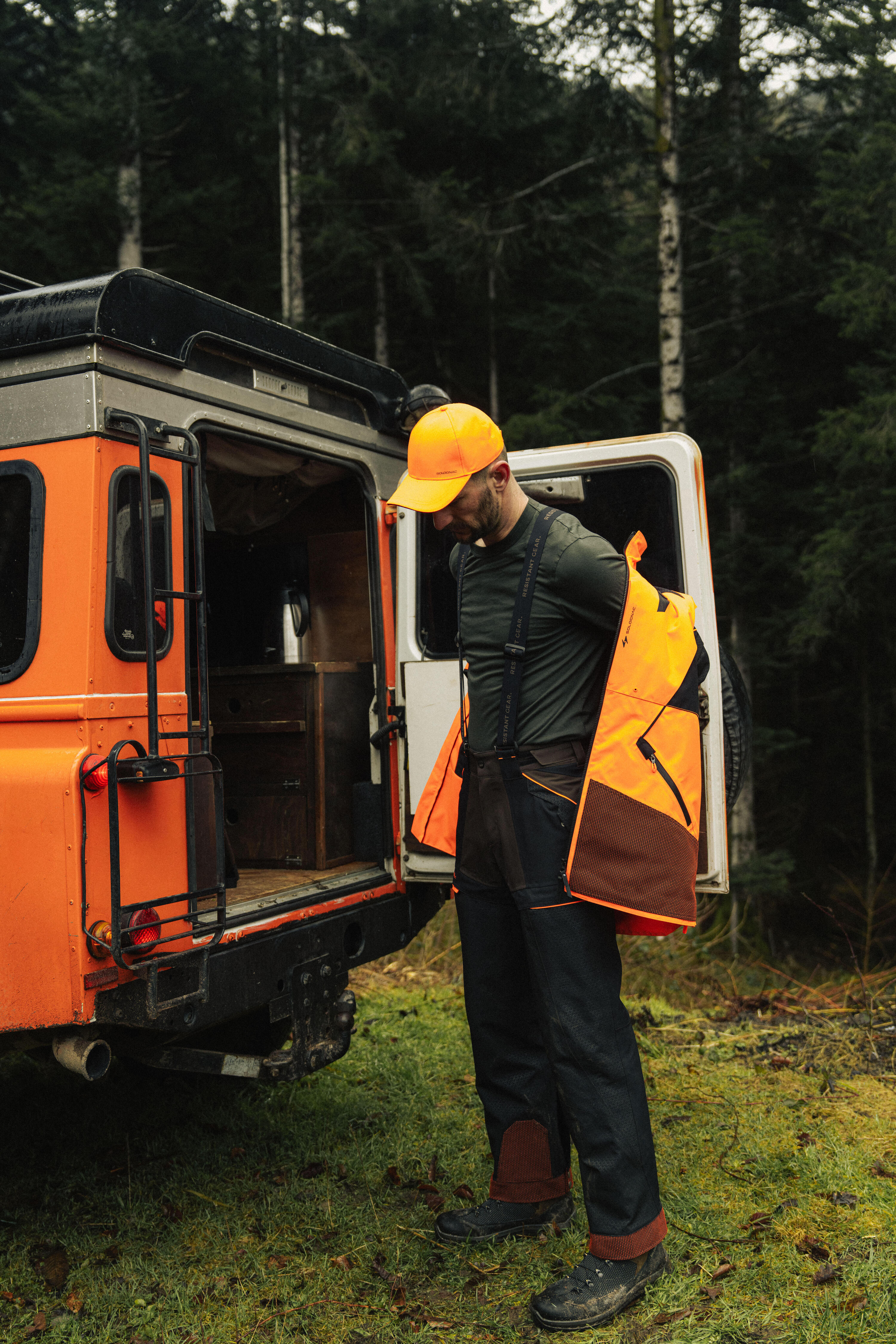 Veste chasse ultra-résistante imperméable modulable Supertrack 1200 homme fluo 18/26