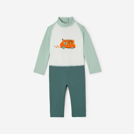 Combinaison de natation anti uv bébé / enfant manches longues rose imprimé