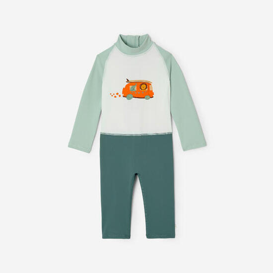 Combinaison de natation anti uv bébé / enfant manches longues bleu imprimé