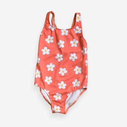 Maillot de bain 1 pièce bébé fille texture gaufré Corail imprimé Fleurs