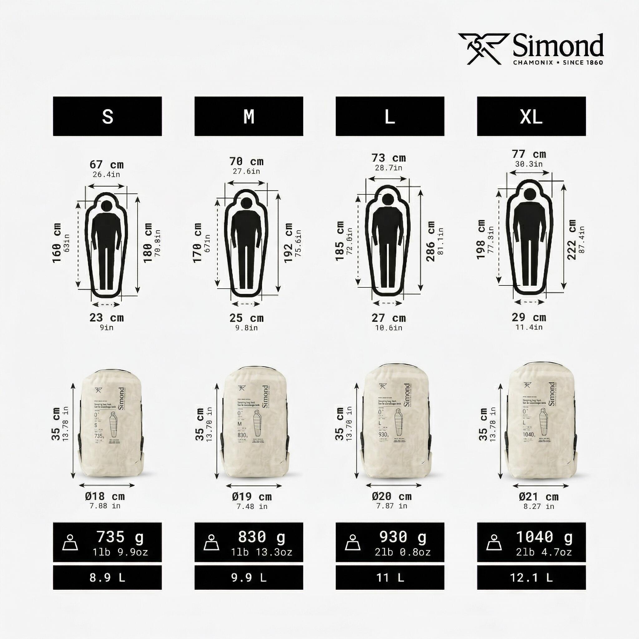 Sac de couchage de trekking 0°C en duvet, léger et compact, MT900 Undyed 4/9