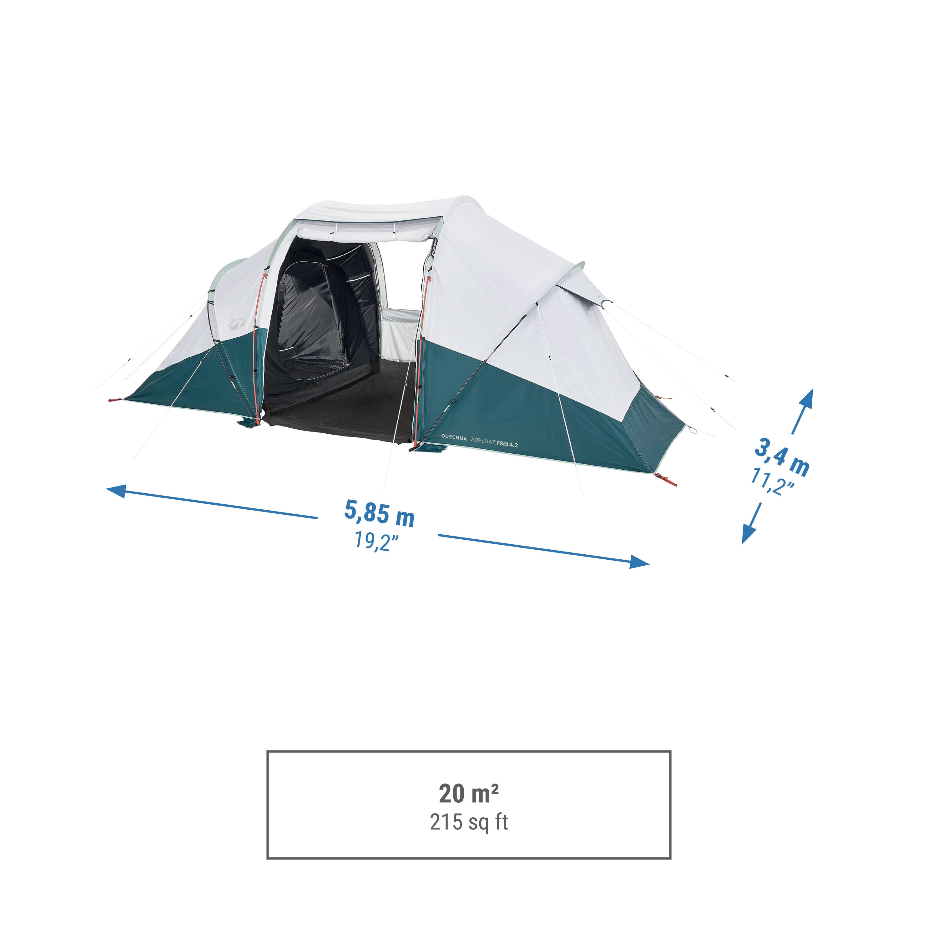 Tente de camping 4 personnes, Arpenaz 4.2 Fresh & Black 6/8