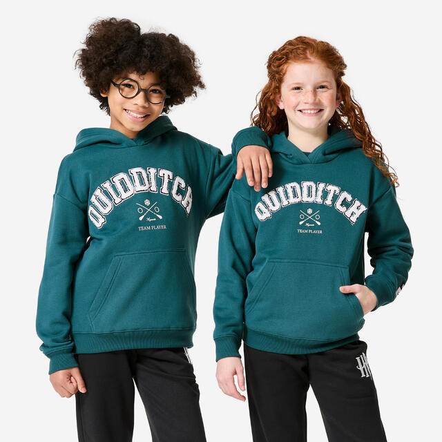 Sweatshirt Quente Moletão com Capuz Educação Física Criança Harry Potter Verde