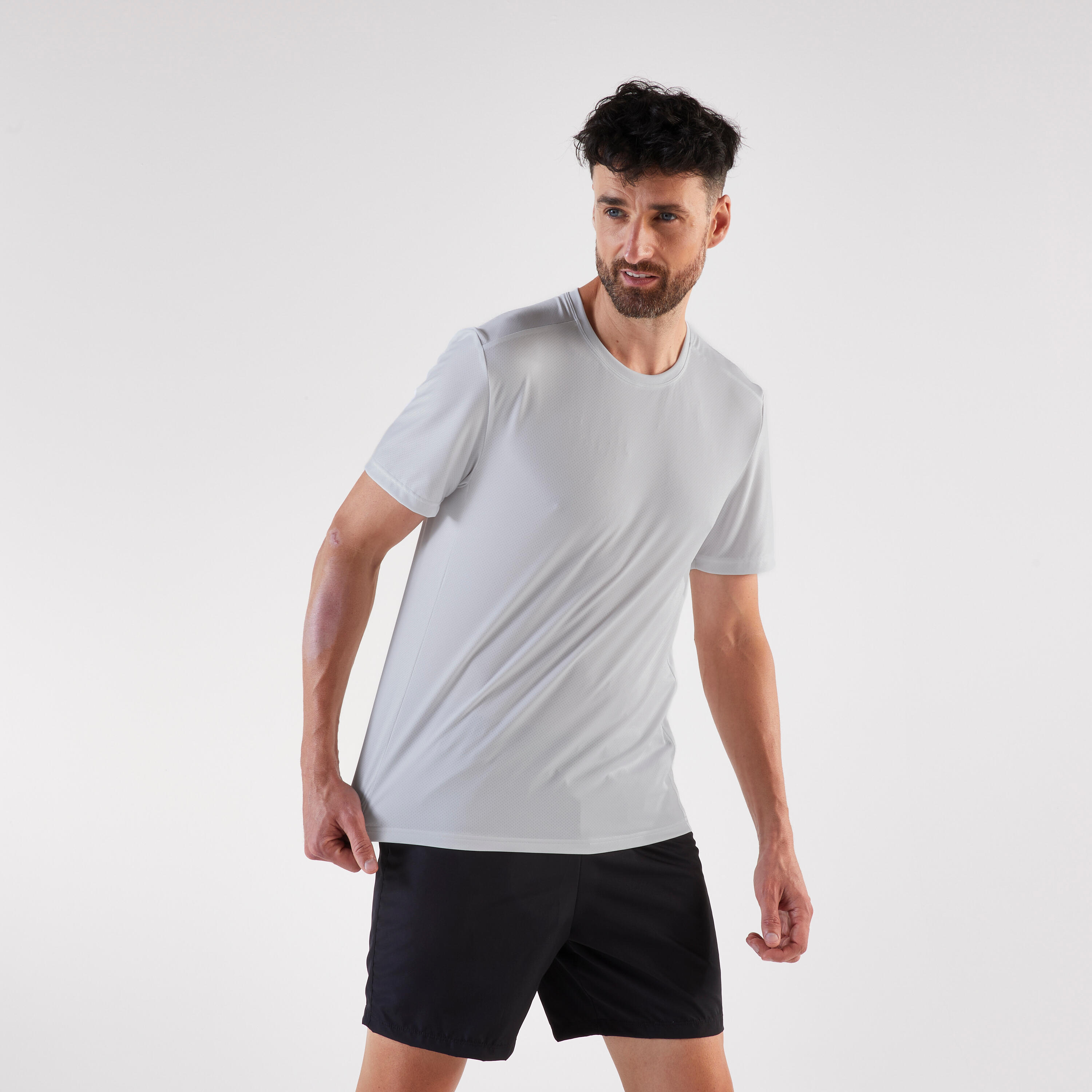 Men's running T-shirt, Kiprun Run 100 - Grey