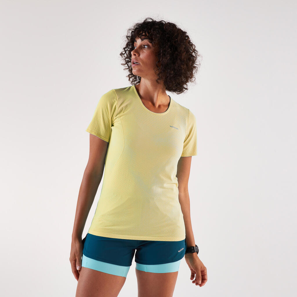 T-shirt de running Femme, Kiprun Run 500 Confort jaune