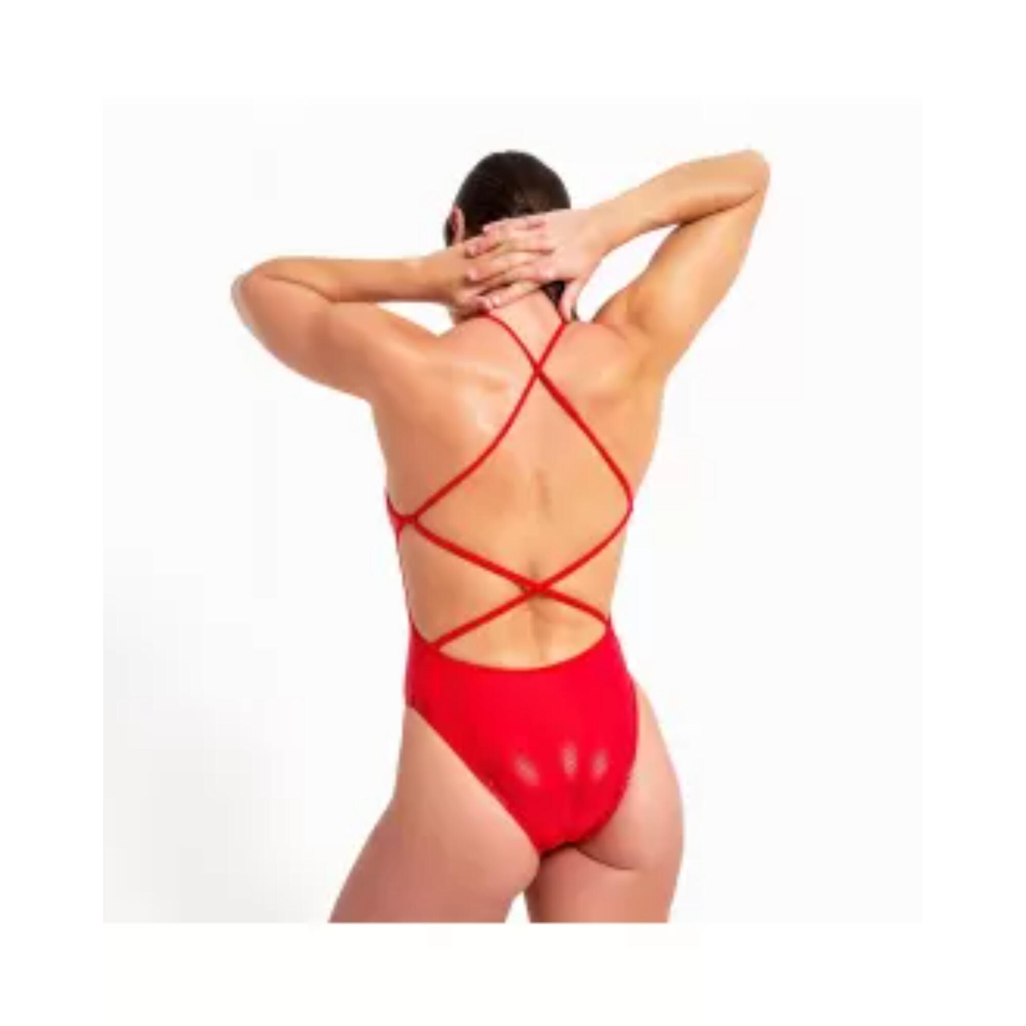 Bañador mujer natación Turbo sirene brillante Rojo 3/3