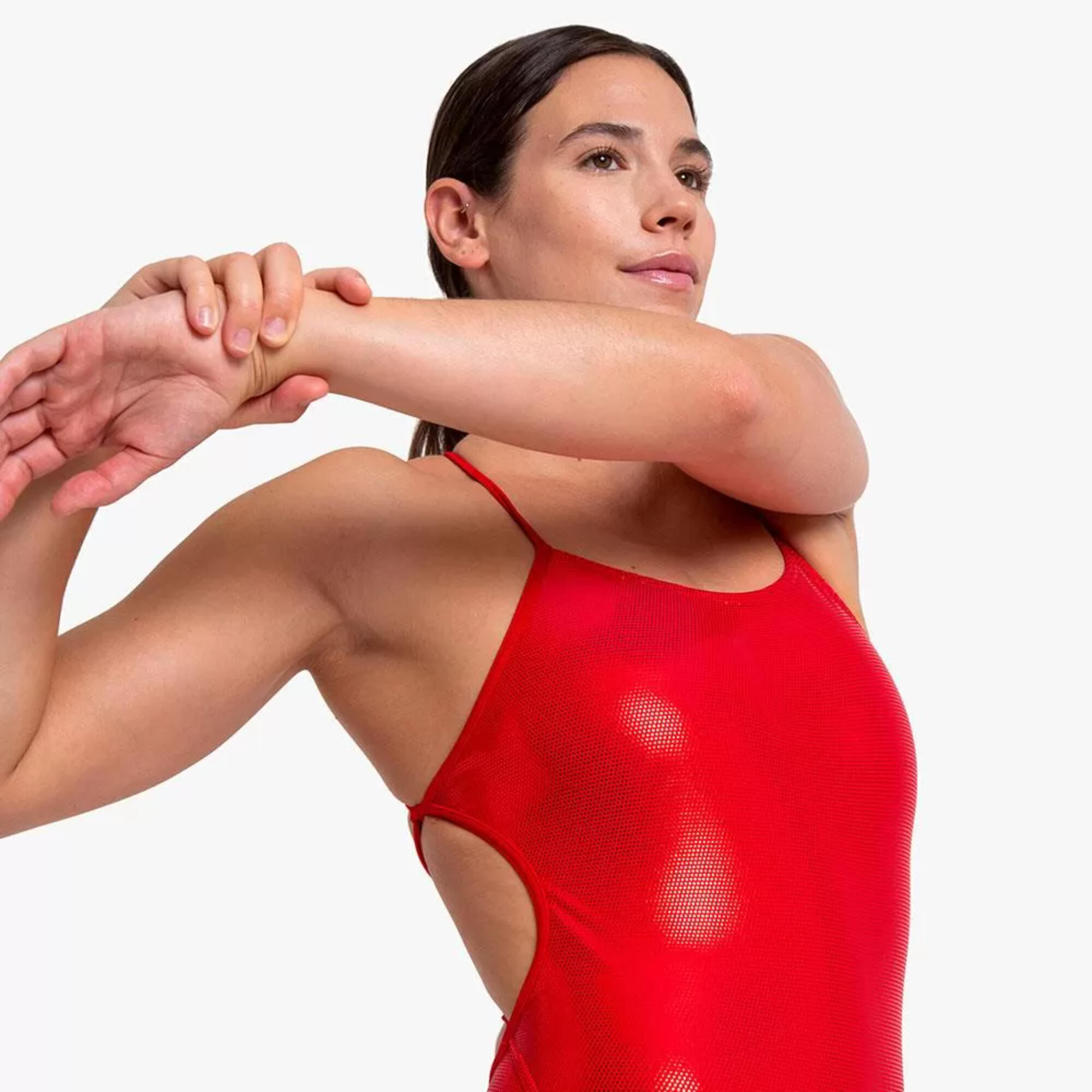 Bañador mujer natación Turbo sirene brillante Rojo 2/3