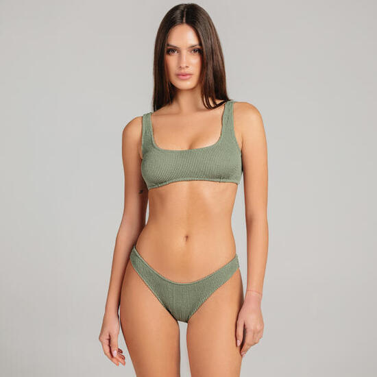 Bikini costume due pezzi in microfibra - top fascia e slip a “V” verde