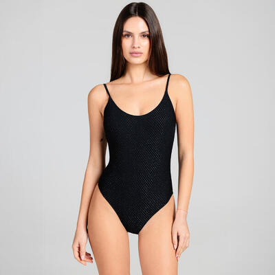 Costume intero donna Olimpionico in lurex nero