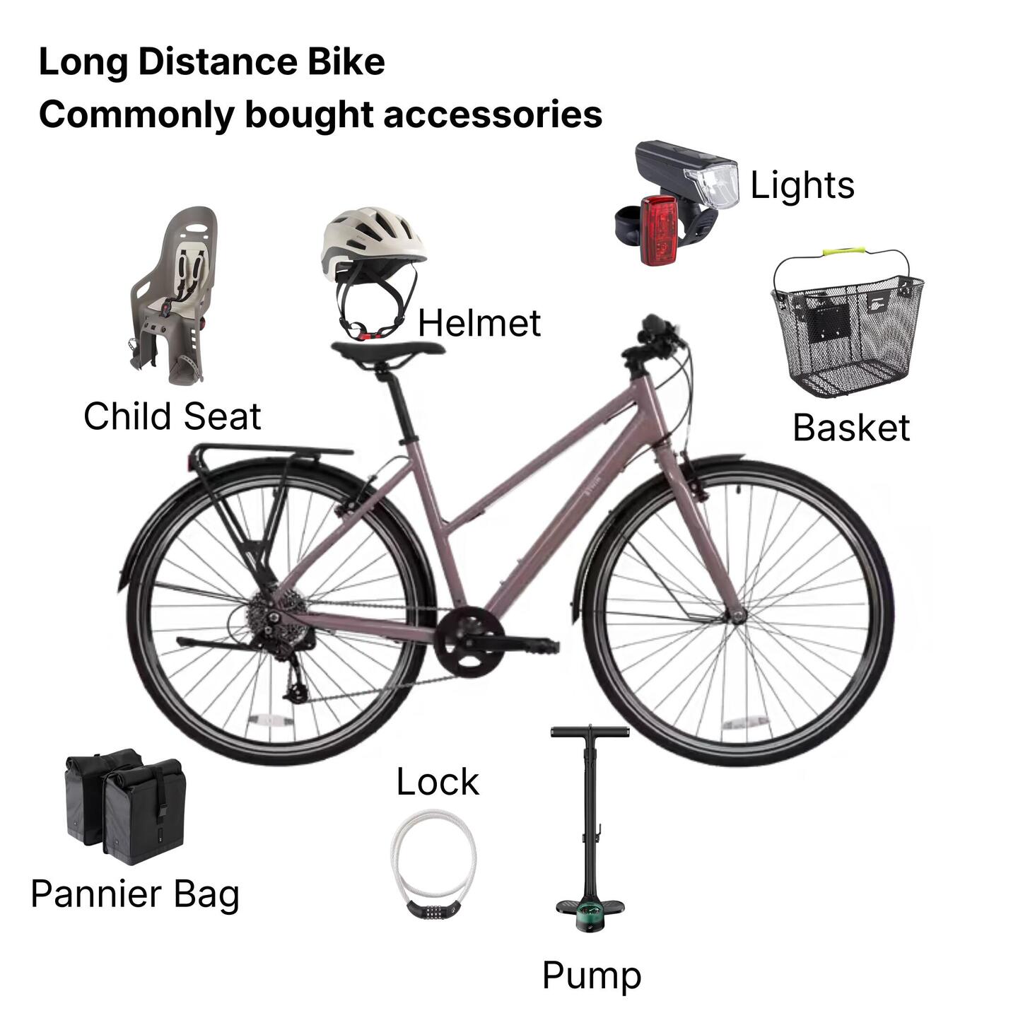 Long Distance 500 Long Distance Bike 500 Low Frame - Purple