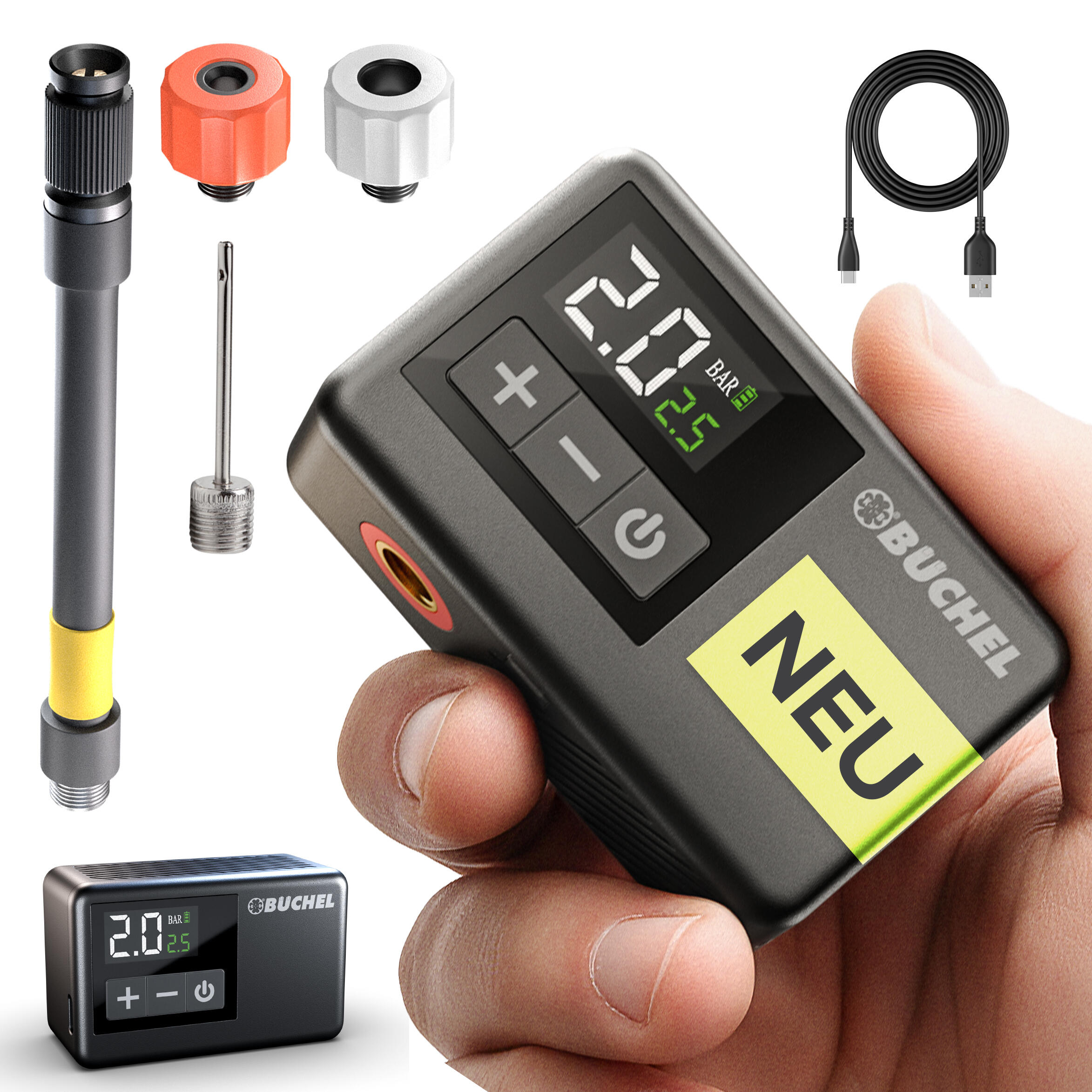 Mini pompe compresseur électrique vélo Büchel 3/5