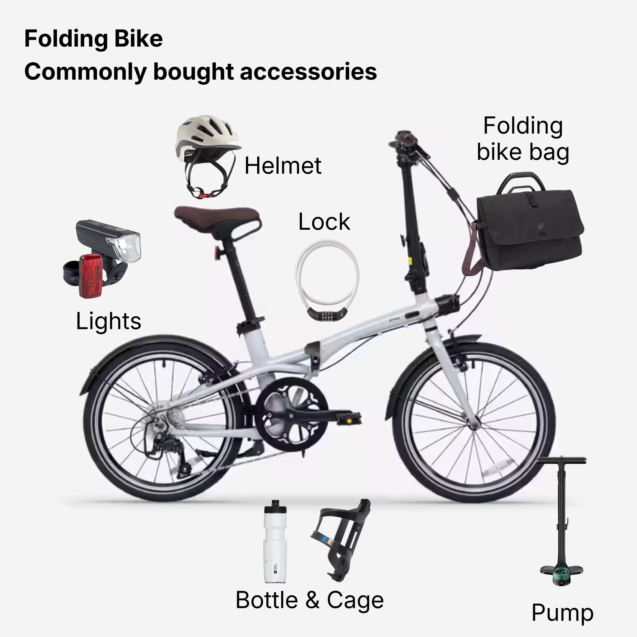 デカトロン FOLD 560 折りたたみ自転車 20インチ Folding Bike Fold 560 20 Inch 9 Speed - Grey