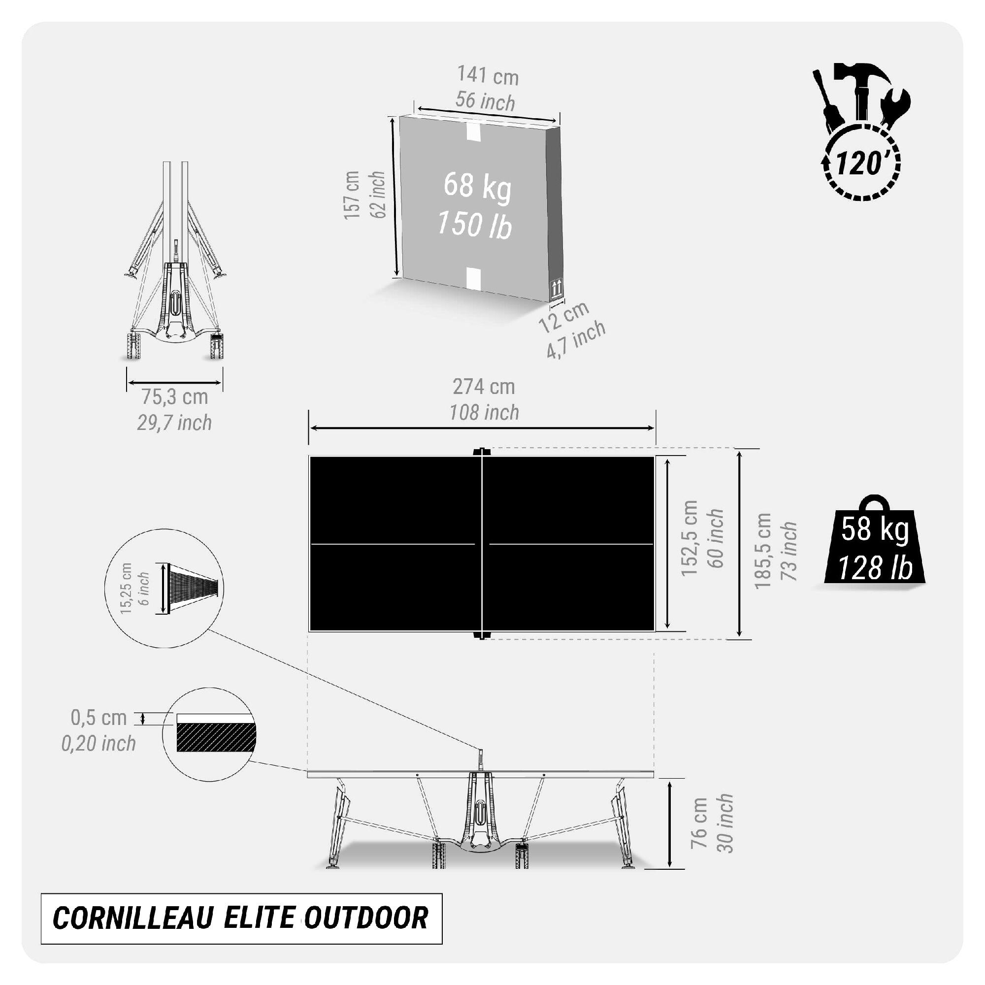 MESA DE PING-PONG EXTERIOR ELITE NEGRO 12/12