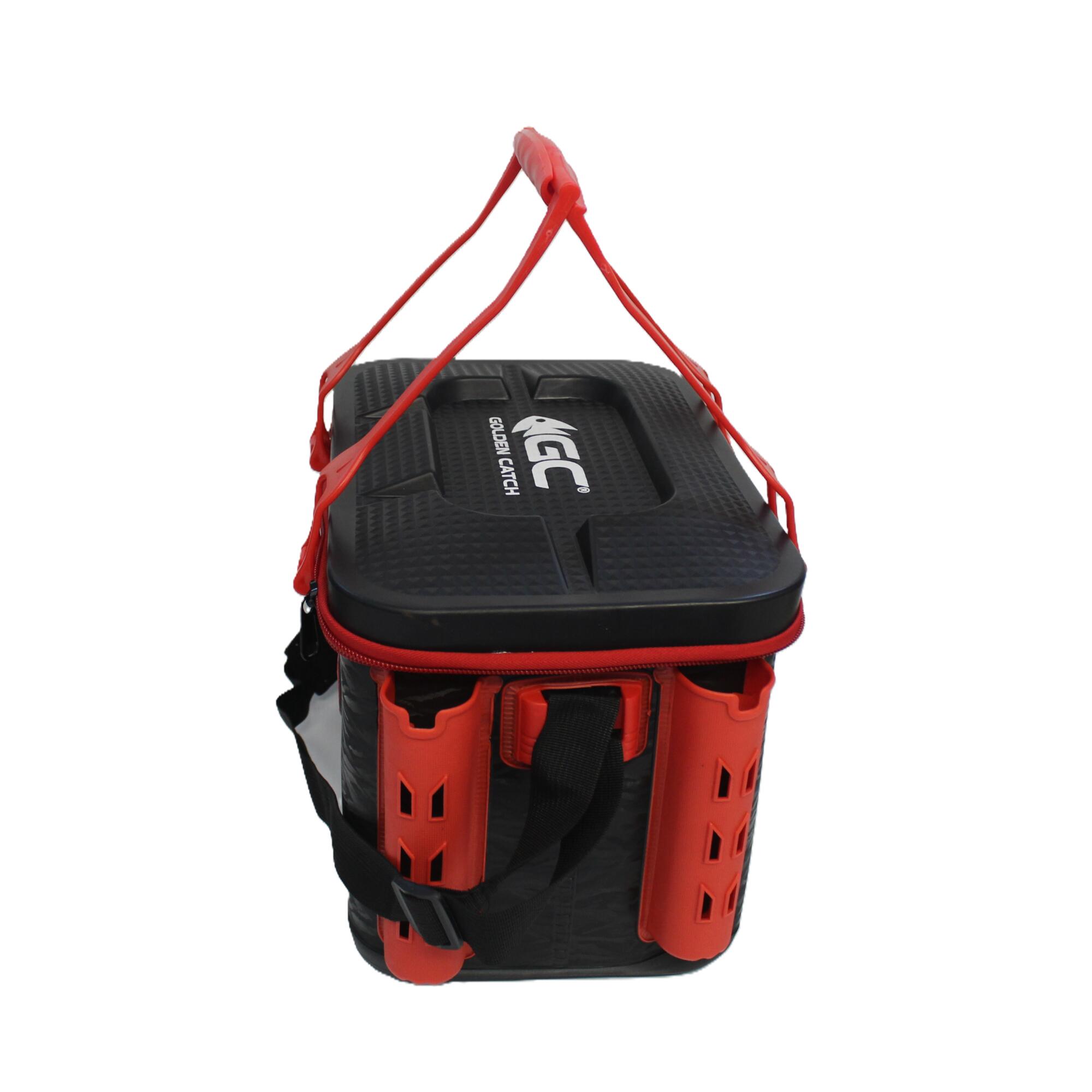 Borsa eva pesca Golden Catch Bakkan rod stand XL nero 38L impermeabile 3/4
