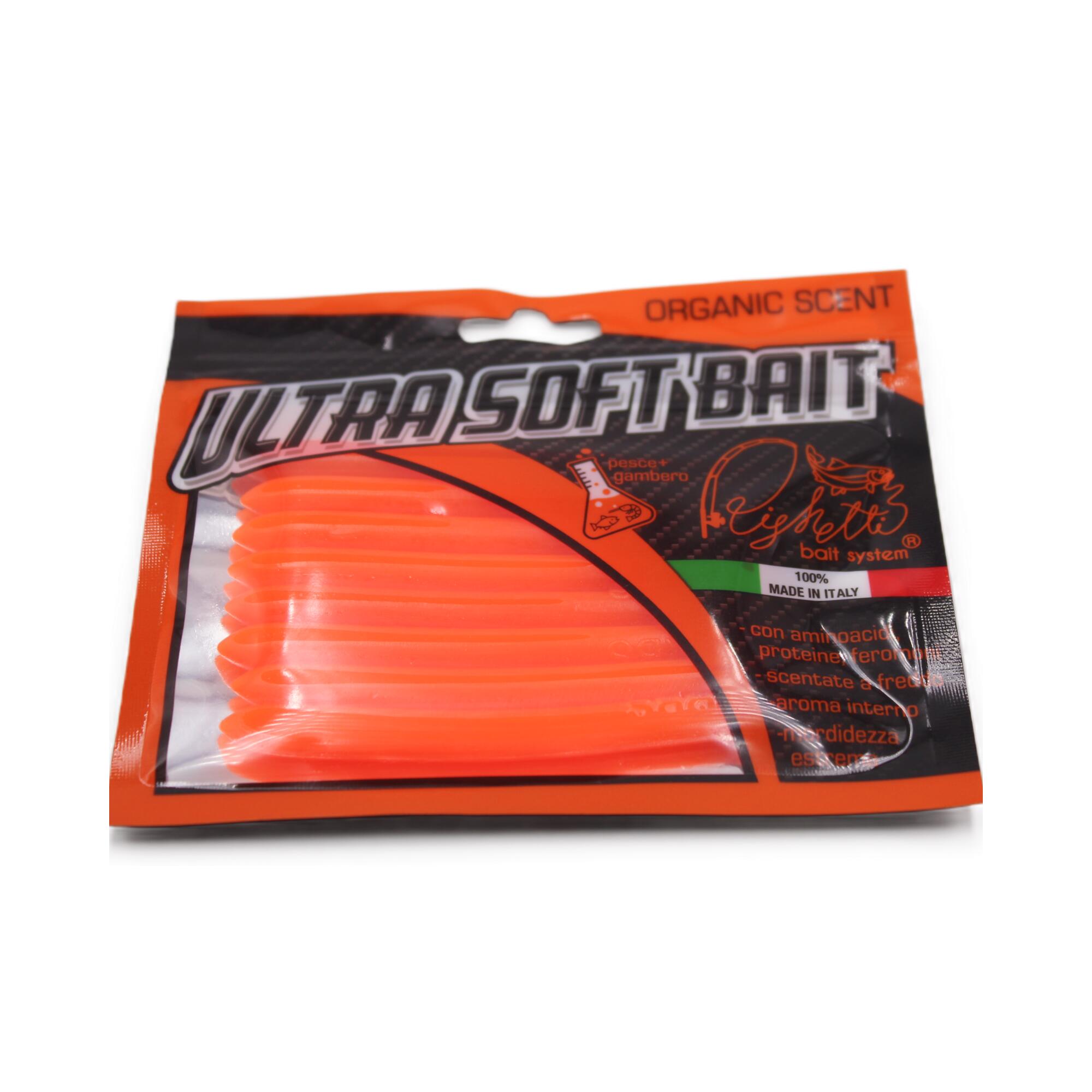Esca morbida trota Righetti Baits Stickworm orange 8,5cm scent con feromoni 2/3