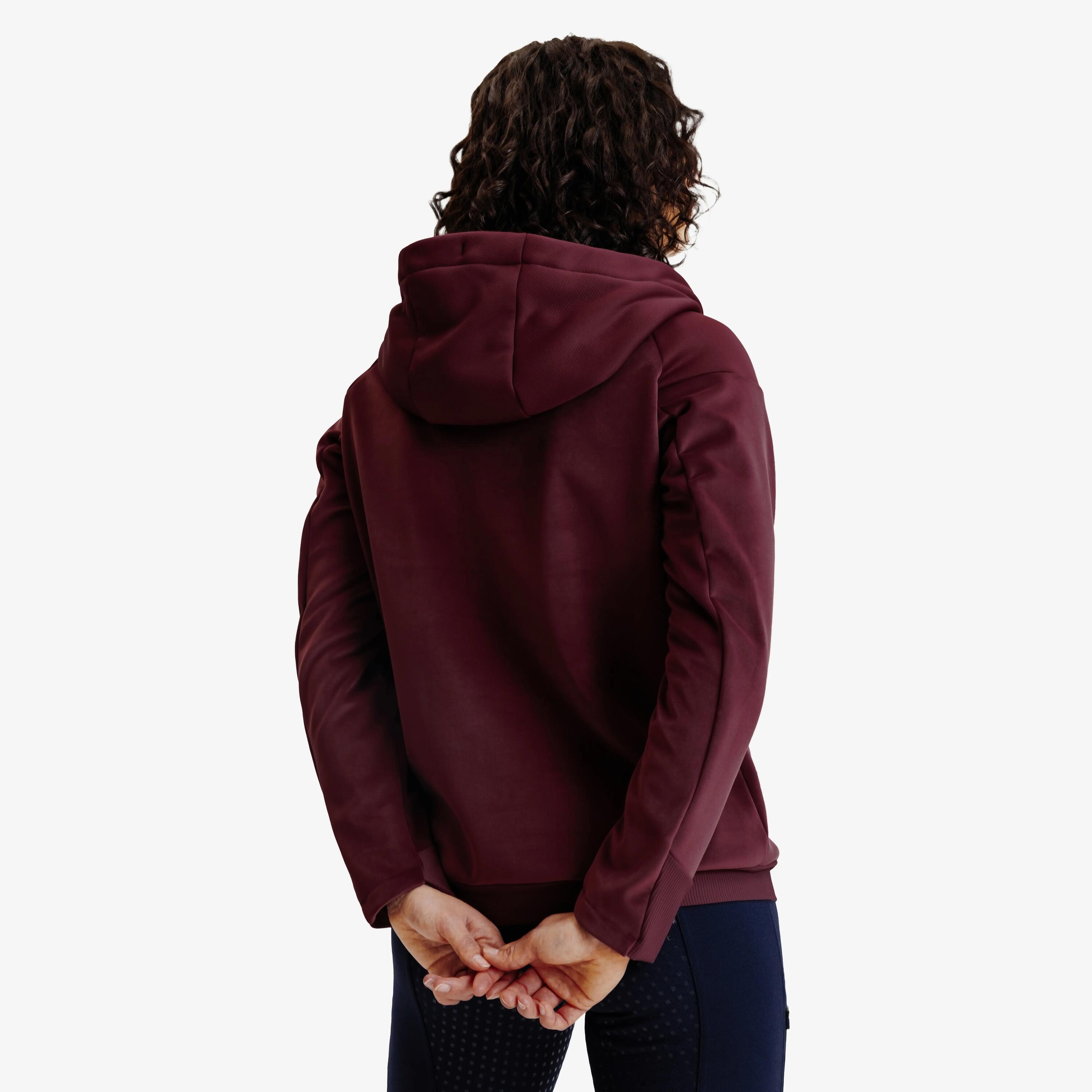 Bluza jeździecka damska ciepła 900 bordowa 4/12