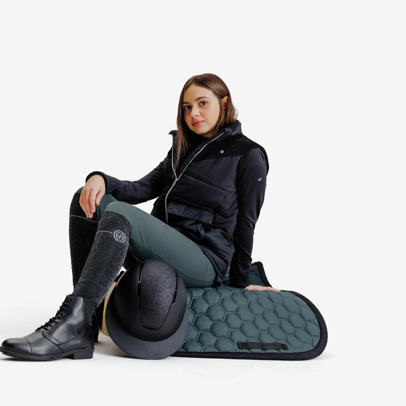 Pantalon călduros echitație Full Grip Iarnă Verde Copii