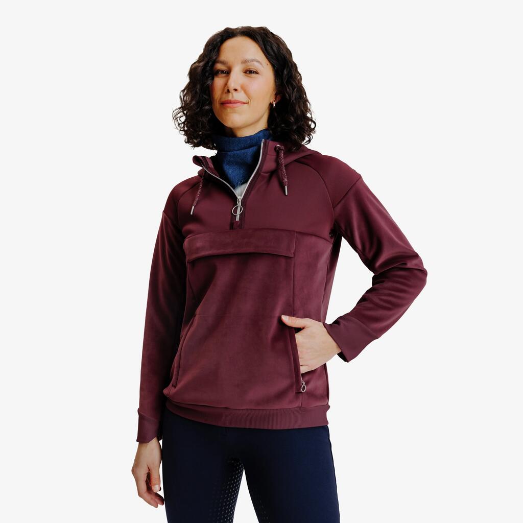 Women's warm riding sweatshirt - 900 burgundy