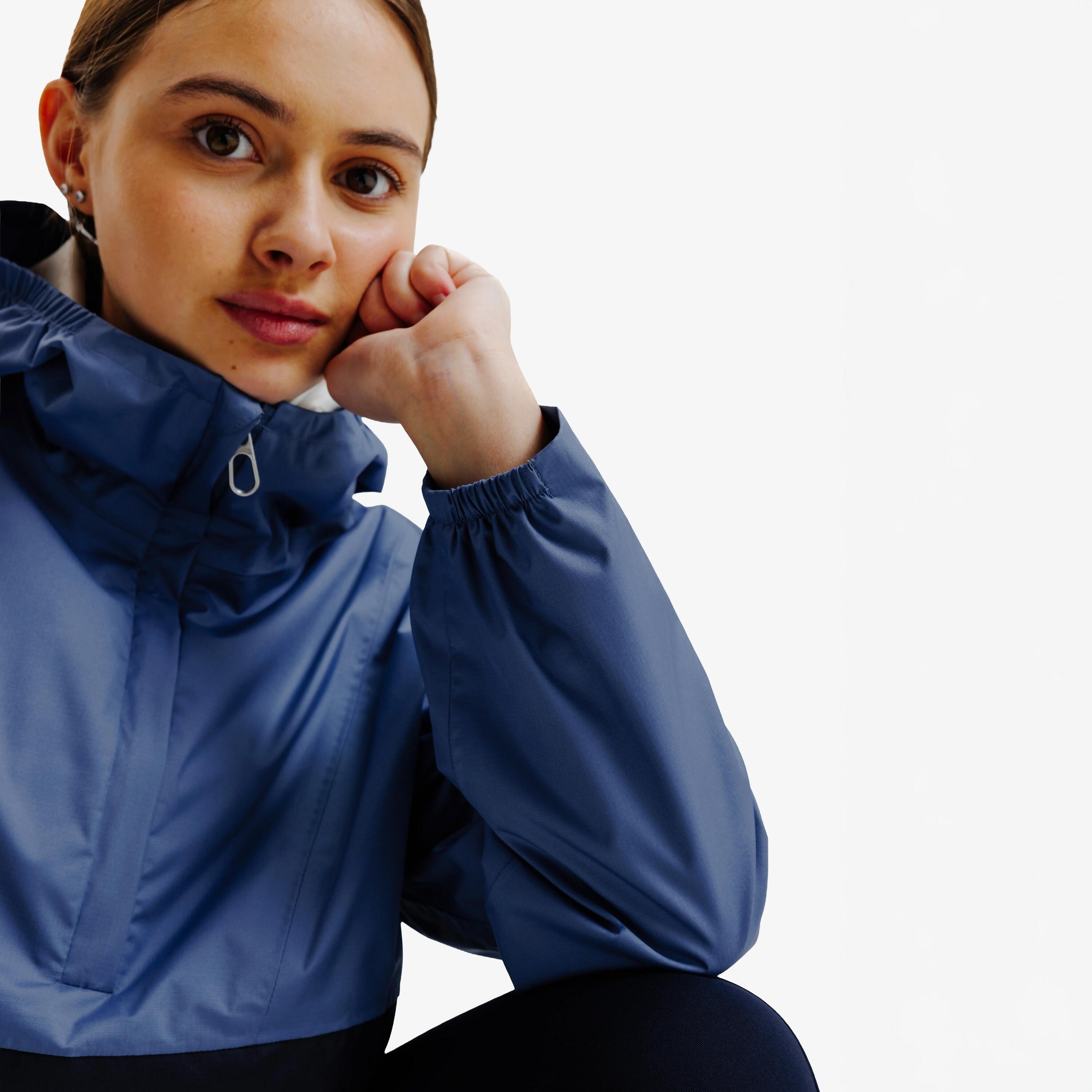 Veste coupe-vent imperméable junior - Bleu comète 8/10