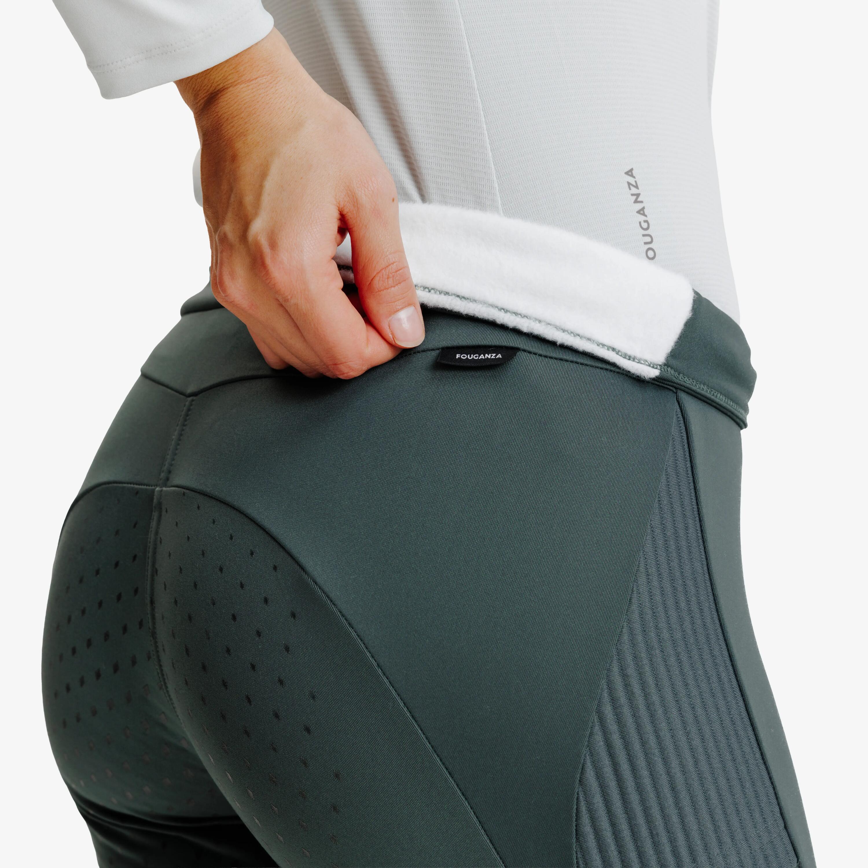 Legging chaud équitation hiver femme basanes silicone vert fumé 3/11